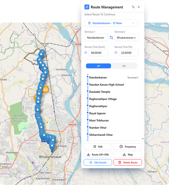 Route creation preview